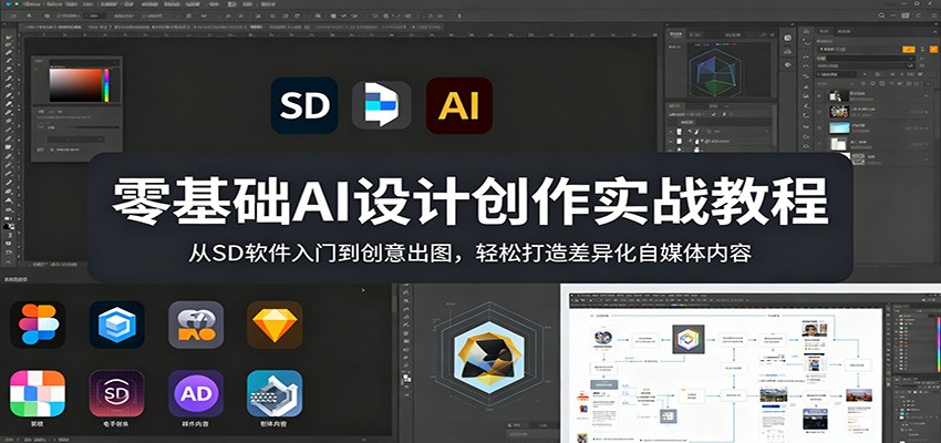 零基础AI设计创作实战教程：从SD软件入门到创意出图，轻松打造差异化自媒体内容-179创客网