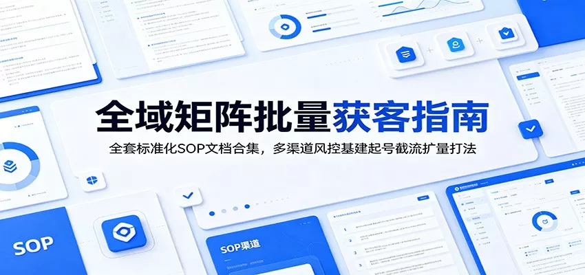 全域矩阵批量获客指南：全套标准化SOP文档合集，多渠道风控基建起号截流扩量打法-179创客网