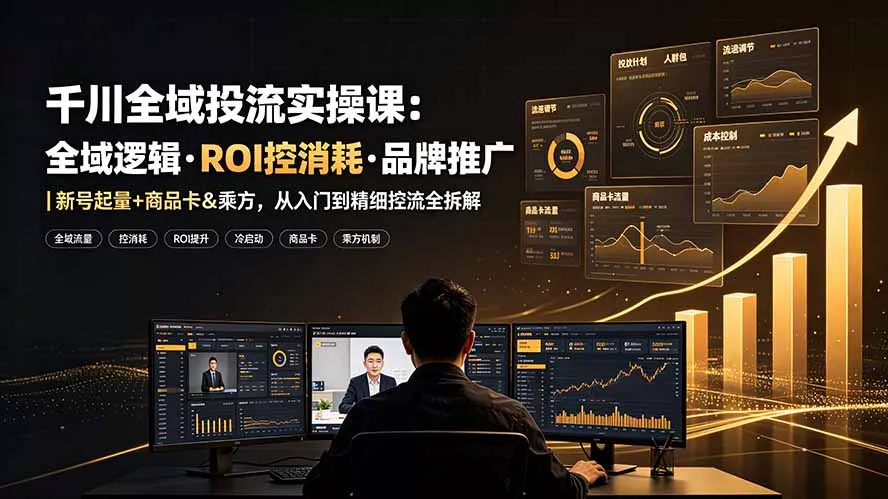 千川全域投流实操课：全域逻辑·ROI控消耗·品牌推广｜新号起量+商品卡&乘方，从入门到精细控流全拆解-179创客网