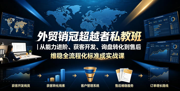 外贸销冠超越者私教班｜从能力进阶、获客开发、询盘转化到售后维稳全流程标准化成交实战课-179创客网