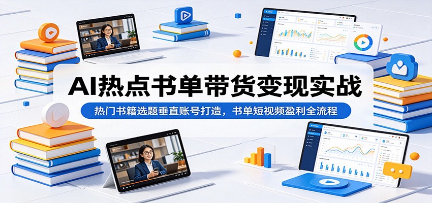 AI热点书单带货变现实战：热门书籍选题垂直账号打造，书单短视频盈利全流程-179创客网