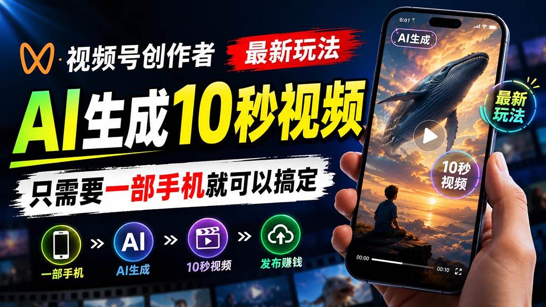 （20136期）视频号创作者最新玩法，AI生成10秒视频，只需要一部手机就可以搞定-179创客网