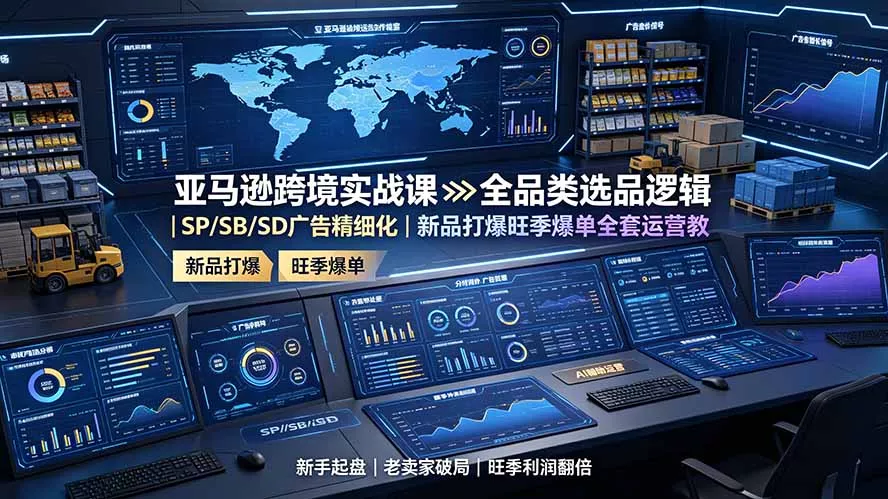 亚马逊跨境实战课：全品类选品逻辑｜SP/SB/SD广告精细化｜新品打爆旺季爆单全套运营教程-179创客网