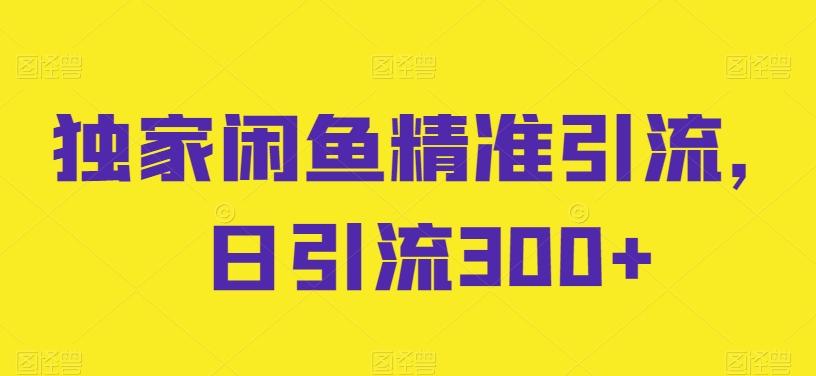 独家闲鱼精准引流，日引流300+【揭秘】-179创客网