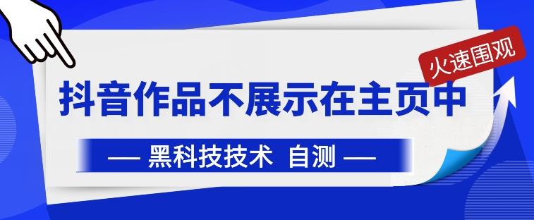 抖音黑科技：抖音作品不展示在主页中【揭秘】-179创客网
