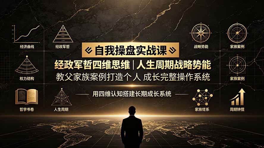 （19398期）自我操盘实战课：经政军哲四维思维｜人生周期战略势能｜教父家族案例打造个人成长完整操作系统-179创客网