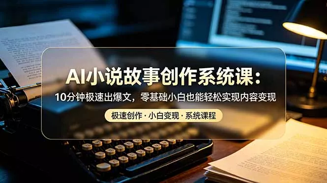 AI小说故事创作系统课：10分钟极速出爆文，零基础小白也能轻松实现内容变现-179创客网