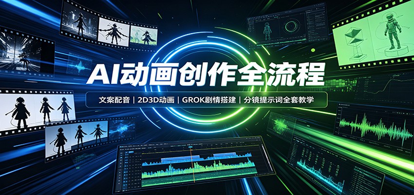 AI动画创作全流程：文案配音，2D3D动画，GROK剧情搭建，分镜提示词全套教学-179创客网