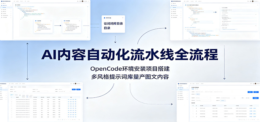AI内容自动化流水线全流程：OpenCode环境安装项目搭建，多风格提示词库量产图文内容-179创客网