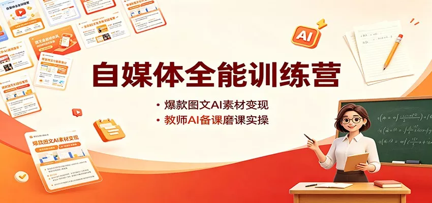 自媒体全能训练营：爆款图文AI素材变现，教师AI备课磨课实操-179创客网