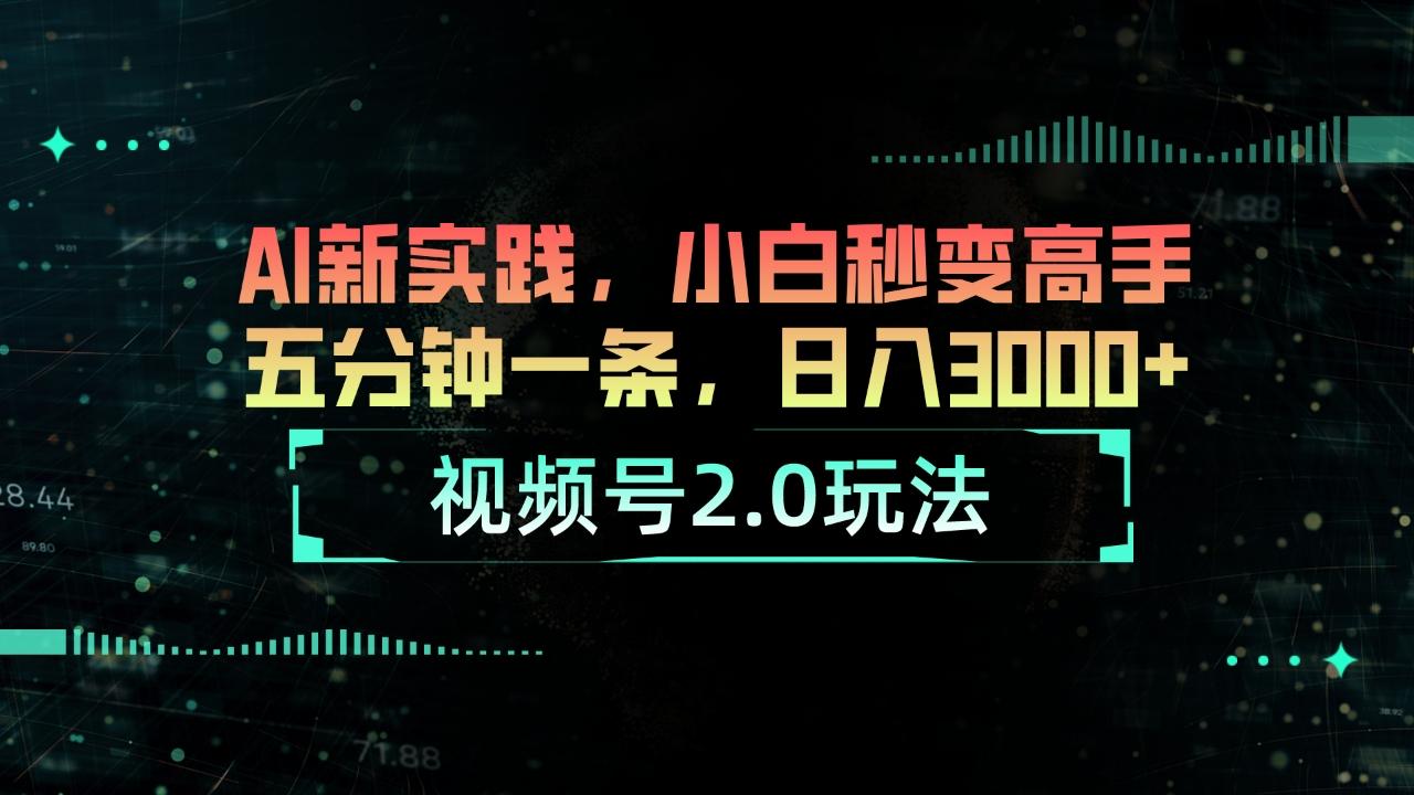 视频号2.0玩法 AI新实践，小白秒变高手五分钟一条，日入3000+-179创客网