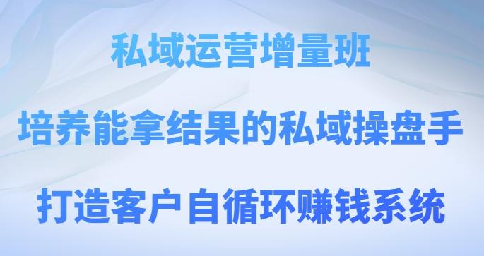 私域运营增量班，培养能拿结果的私域操盘手，打造客户自循环赚钱系统-179创客网