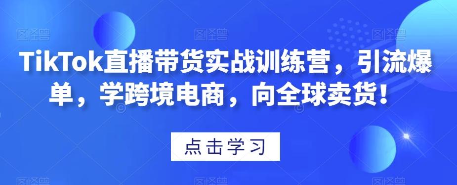 TikTok直播带货实战训练营，引流爆单，学跨境电商，向全球卖货！-179创客网