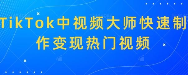 TikTok中视频大师快速制作变现热门视频-179创客网