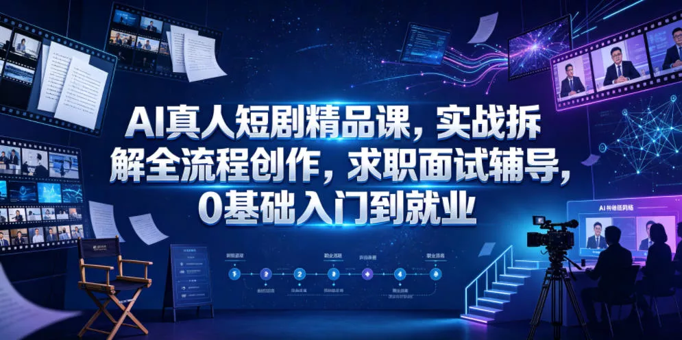AI真人短剧精品课，实战拆解全流程创作，求职面试辅导，0基础入门到就业-179创客网