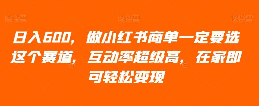 日入600，做小红书商单一定要选这个赛道，互动率超级高，在家即可轻松变现-179创客网