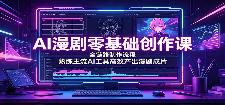 AI漫剧零基础创作课：全链路制作流程，熟练主流AI工具高效产出漫剧成片-179创客网