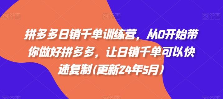 拼多多日销千单训练营，从0开始带你做好拼多多，让日销千单可以快速复制(更新24年7月)-179创客网