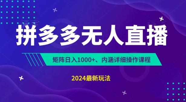 拼多多无人直播不封号，0投入，3天必起，无脑挂机，日入1k+【揭秘】-179创客网