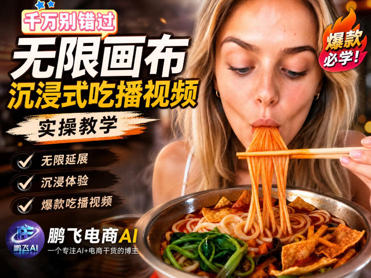 保姆级教程｜用AI无线画布做沉浸式吃播，3步直接出片，无线画布工作流，操作简单好上手-179创客网