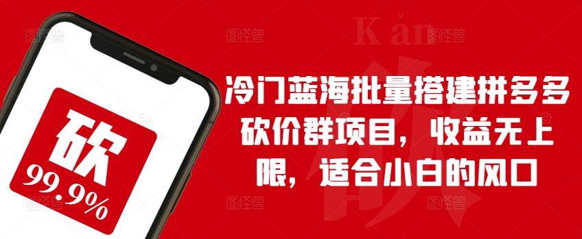 冷门蓝海批量搭建拼多多砍价群项目，收益无上限，适合小白的风口【揭秘】-179创客网