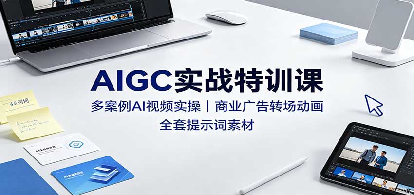 AIGC实战特训课：多案例AI视频实操，商业广告转场动画，全套提示词素材-179创客网