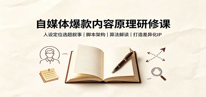 自媒体爆款内容原理研修课：人设定位选题叙事，脚本架构，算法解读打造差异化IP-179创客网
