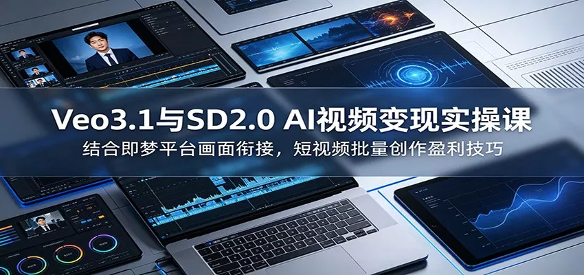 Veo3.1与SD2.0 AI视频变现实操课课：结合即梦平台画面衔接，短视频批量创作盈利技巧-179创客网
