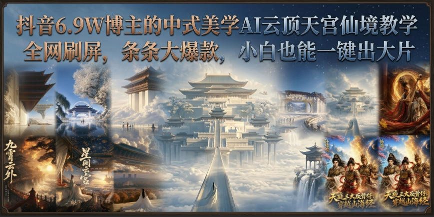 抖音6.9W博主的中式美学AI云顶天宫仙境教学，全网刷屏，条条大爆款，小白也能一键出大片-179创客网