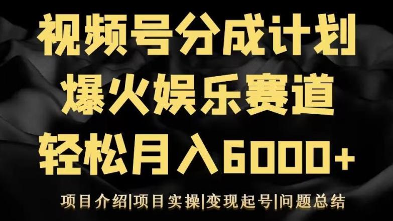 视频号创作分成计划之娱乐赛道轻松日入500+-179创客网