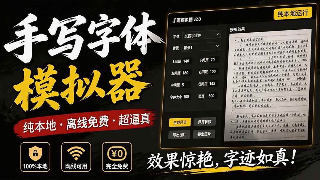 （19810期）罚抄神器！罚抄10万字都不在怕了，手写字体模拟生成器，附带新整理背景图和字体，纯本地离线运行-179创客网
