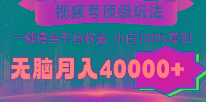 (9281期)视频号顶级玩法，无脑月入40000+，一键撸全平台收益，纯小白也能100%原创-179创客网