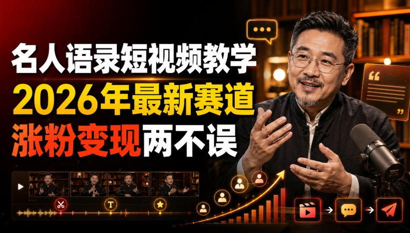 名人语录短视频教学，2026年最新赛道，涨粉变现两不误-179创客网