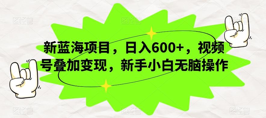 新蓝海项目，日入600+，视频号叠加变现，新手小白无脑操作【揭秘】-179创客网