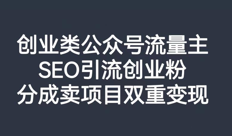 创业类公众号流量主，SEO引流创业粉，分成卖项目双重变现【揭秘】-179创客网