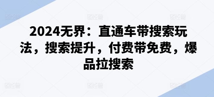 2024无界：直通车带搜索玩法，搜索提升，付费带免费，爆品拉搜索-179创客网