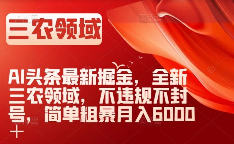AI头条最新掘金，全新三农领域，不违规不封号，简单粗暴月入6000＋【揭秘】-179创客网