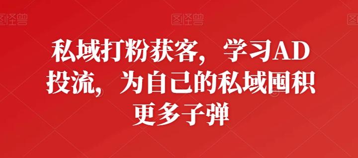 私域打粉获客，学习AD投流，为自己的私域囤积更多子弹-179创客网