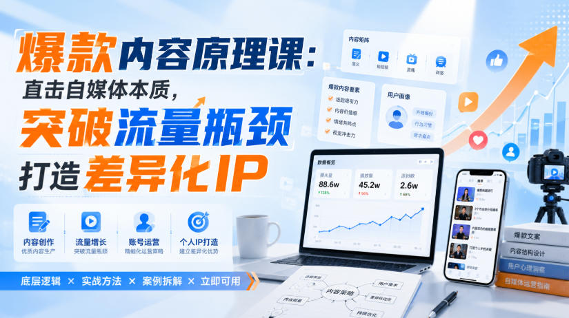 爆款内容原理课：直击自媒体本质，突破流量瓶颈打造差异化IP-179创客网