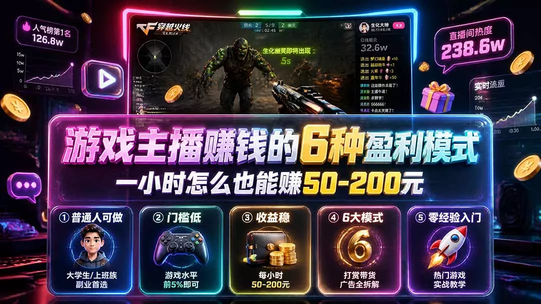 付费文章：游戏主播赚钱的6种盈利模式，一小时怎么也能赚50-200元-179创客网