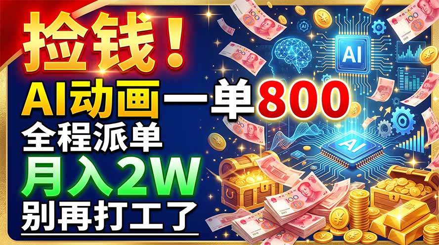 （19330期）捡钱！AI动画一单800，全程派单，月入2W，别再打工了-179创客网