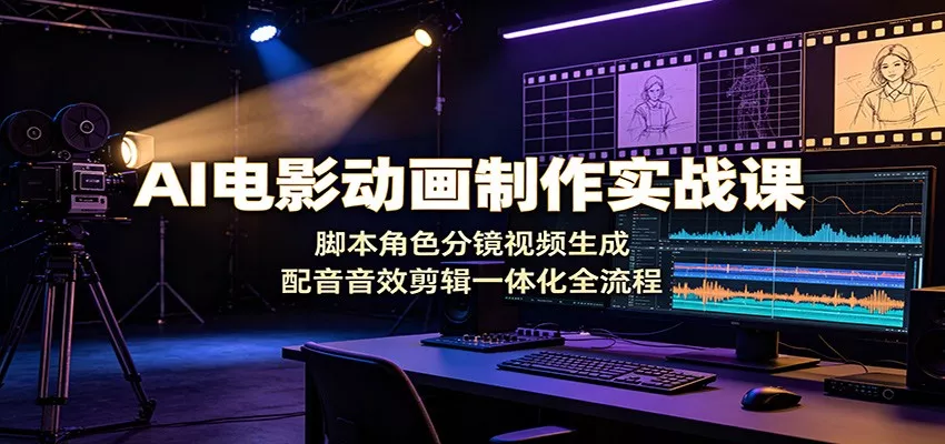 AI电影动画制作实战课：脚本角色分镜视频生成，配音音效剪辑一体化全流程-179创客网
