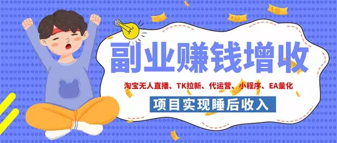 2026年多个真实落地副业项目，手把手带你搭建被动收入管道(淘宝无人直播、海外TK拉新…-179创客网