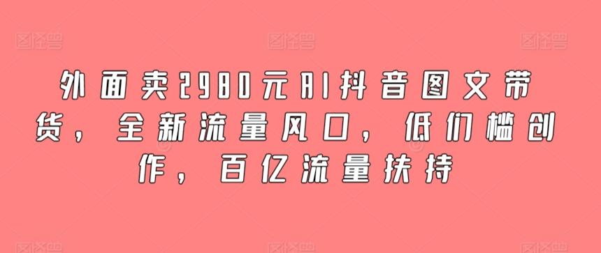 外面卖2980元AI抖音图文带货，全新流量风口，低们槛创作，百亿流量扶持-179创客网