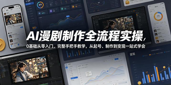 AI漫剧制作全流程实操，0基础从零入门，完整手把手教学，从起号、制作到变现一站式学会（更新）-179创客网