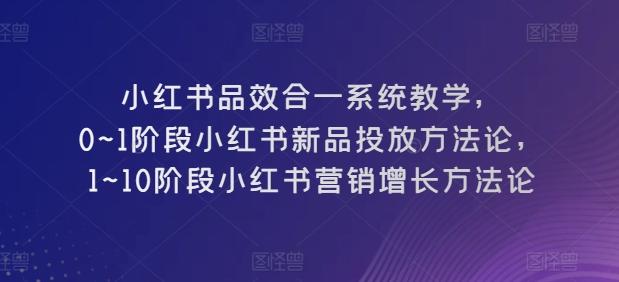 小红书品效合一系统教学，​0~1阶段小红书新品投放方法论，​1~10阶段小红书营销增长方法论-179创客网