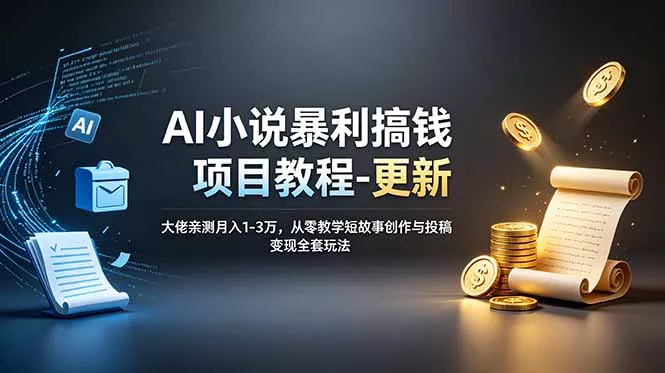 AI小说暴利搞钱项目教程-更新，大佬亲测月入1-3万，从零教学短故事创作与投稿变现全套玩法-179创客网