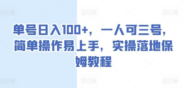 单号日入100+，一人可三号，简单操作易上手，实操落地保姆教程【揭秘】-179创客网