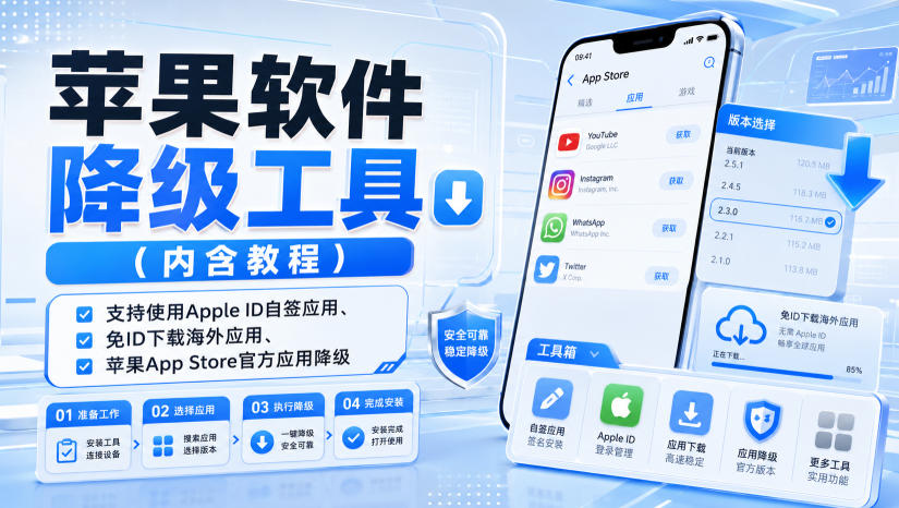 苹果软件降级工具（内含教程），支持使用Apple ID自签应用、免ID下载海外应用、苹果App Store官方应用降级等-179创客网