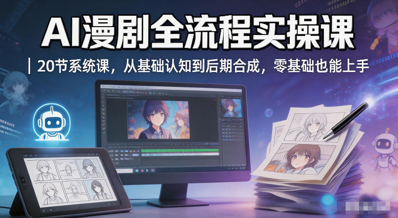 AI漫剧全流程实操课｜20节系统课，从基础认知到后期合成，零基础也能上手-179创客网